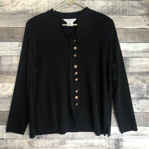 Exclusively Misook Petite Cardigan Women’s XL Black Long Sleeve Button Up Jacket